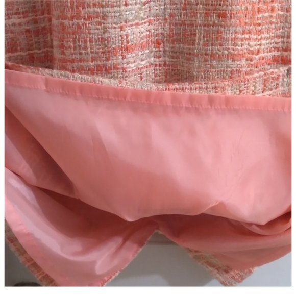 Women's Peach Tweed Sheath Shift Dress Sz 10 - Picture 4 of 6